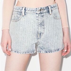 Alexander Wang Blue Crystal Stripe Bite Shorts